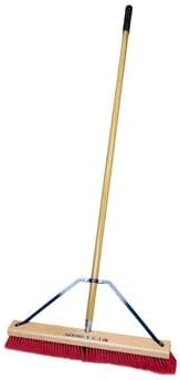 1-Pack - 24" Soft Sweep Indoor Push Broom with 60" Handle. Ideal for Epoxy & Polished Floors. Durable American Made Steel Brackets-Stainless Steel Hardware. No Plastic. 100% USA Made
