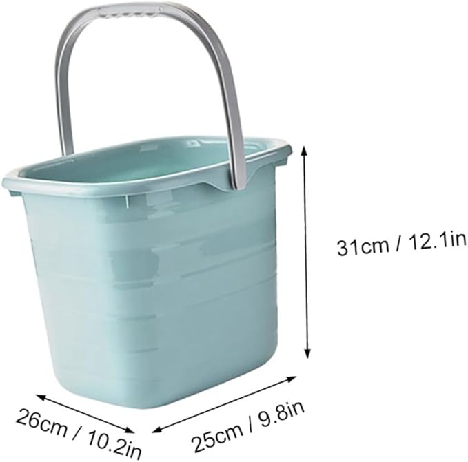 Veemoon Rectangular Plastic Bucket with Handle 11l Blue Mop Bucket for Home Cleaning and Water Storage Sturdy Household Water Container for Dormitory Use