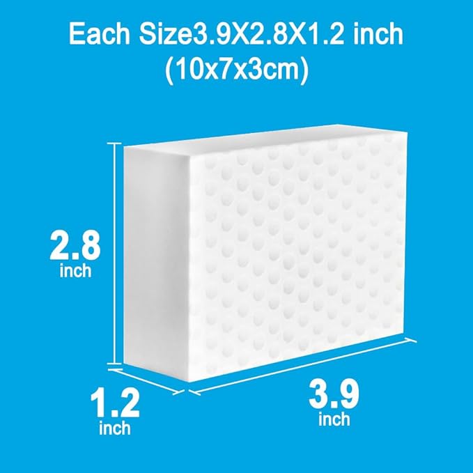 10 Pack Magic Sponge Eraser 3X Thick and Long Lasting Melamine Cleaning Sponges in Bulk - Multi Surface Scrubber Foam Cleaning Pads - Bathtub, Floor, Baseboard, Bathroom, Wall Cleaner (3.9*2.5*1.1in)