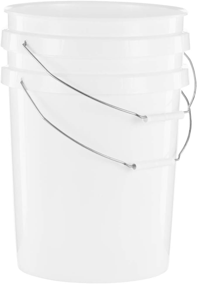 United Solutions 5 Gallon Bucket - 3 Pack, White, Heavy Duty BPA-Free Plastic Bucket, Comfortable Handle, Easy to Clean, Perfect for on The Job, Home Improvement, or Household Cleaning