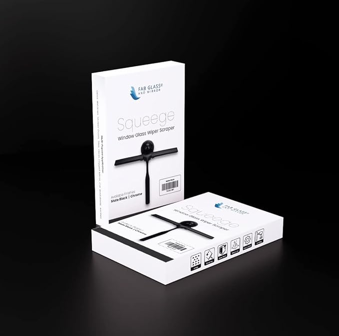 Matte Black Shower Squeegee for Glass Doors with Adhesive Hooks, Squeegee for Shower Glass, Cleaner Tool for Bathroom Household Window Mirror Tile Wall Car, 10 Inch Black