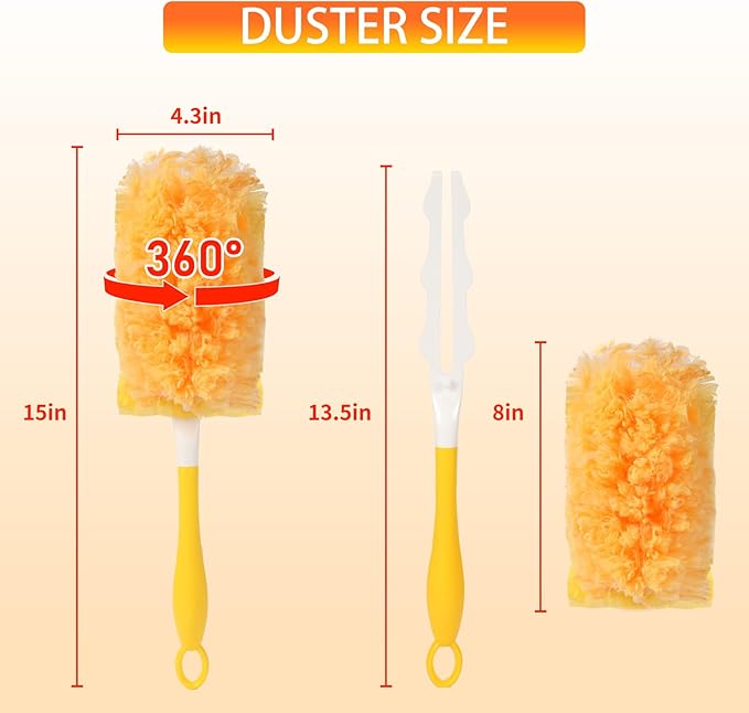 36 Pack Dusters Compatible with Swiffer Dusters for Cleaning, with 1 Handle, Multisurface 360° Dusters with 4X Microfibers, Disposable Heavy Duty Duster Refills, Helps Remove Allergens.