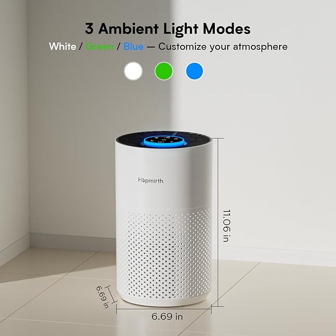 Upgraded Air Purifiers for Bedroom & Home with H14 True HEPA Filter, Covers Up to 1280ft², 360° Air Intake, Quiet Pet Air Purifier, Fragrance & Timer, Removes Smoke,Pet Dander & Pollen,White