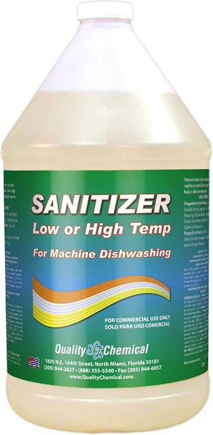 Quality Chemical Commercial Dishwashing Kit/4 Gallon Combo Pack - Dishwash (2 Pack), Rinse All (1 Pack), Chloro Guard Low Temp (1 Pack)/Food Grade Sanitizer for Restaurant Dishwasher Sanitizer