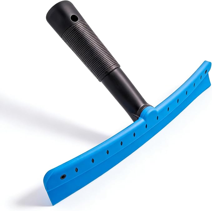 FOSHIO TPU Squeegee 10-Inch Blade with 4 Extension Poles (Extends up to 63 Inches), Anti-Slip Grip Handle Rubber Squeegee Streak-Free Cleaning for Car Windows, Shower Doors, Mirrors, Glass