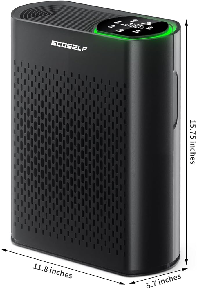 Air Purifier for Large Room, Cleans 2,400 ft² in 30 Mins, 3-Stage True HEPA, 360° Airflow, Large Touch Display Control, Real-Time Air Quality (PM2.5) Display, Ultra-Quiet 20dB Sleep Mode, HAP602 Black