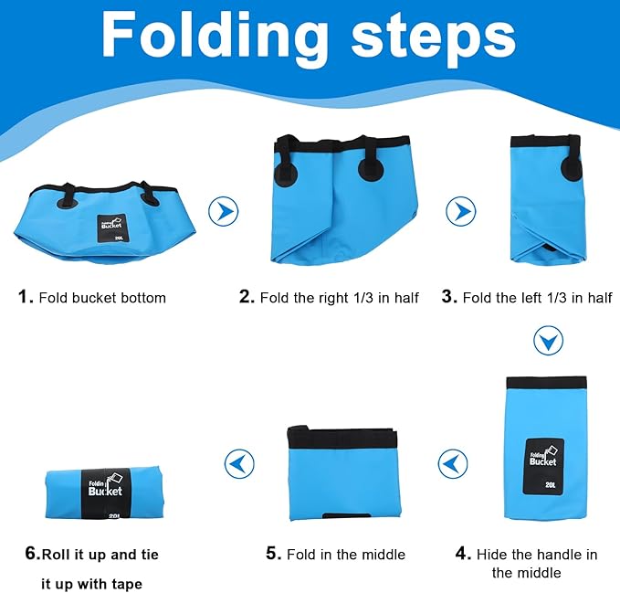 3 PCS 5 Gallon Collapsible Water Bucket, 20L Foldable PVC Bucket with Handles, Multiple Use Portable Fold up Lightweight Container Buckets PVC Folding 5 Gallon for Camping Fishing Outdoor