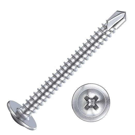 Wensilon(200pcs)#8×1-1/4”for Sheet Metal Self-Tapping Screws 410 Stainless Steel Truss Head High-Strength Quick Tapping Screws