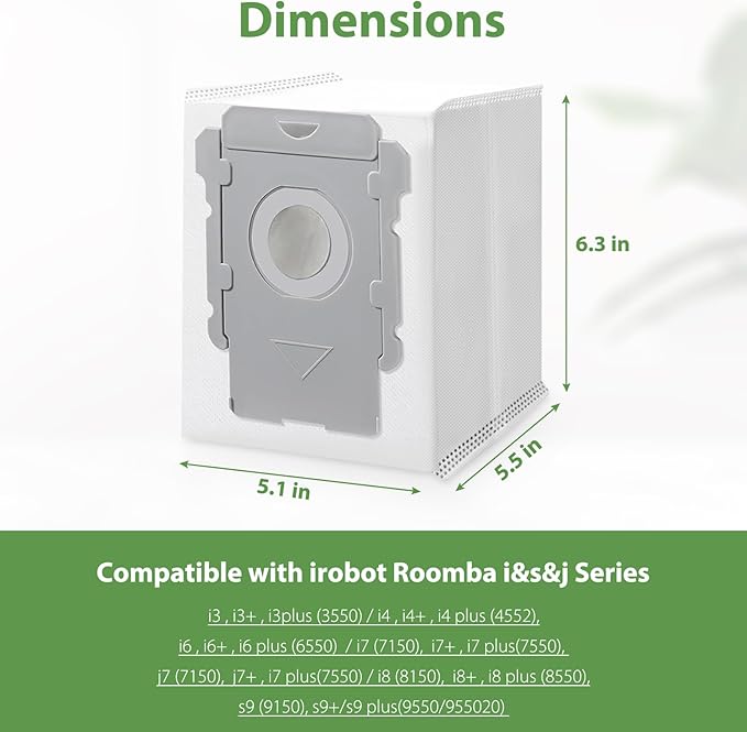 20-Pack Vacuum Bags for iRobot Roomba i7 i7+ j7 j7+ i8 i8+ i3 i3+ i4 i4+ i6 i6+ s9 s9+ Vacuum Cleaner, i and s and j Series Clean Base Automatic Dirt Disposal Bags