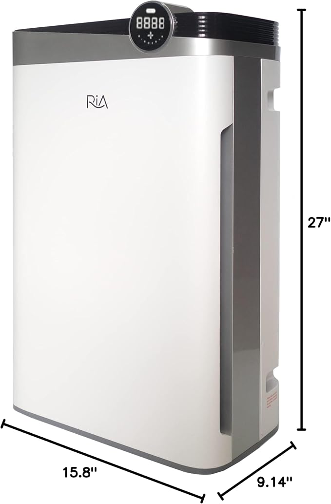 RIA BreezeGuard HEPA Air Purifier for Home & Large Rooms up to 2500 Sq Ft – Smart Air Cleaner with Evaporative Humidifier, App Control, PM2.5 Sensor, for Pets, Allergies, Smoke & Dust