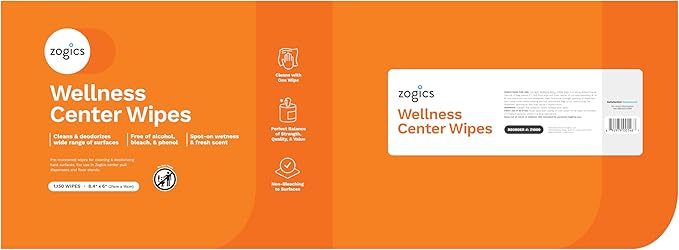 Zogics Wellness Center Cleaning Wipes – Gym Equipment Wipes for Cleaning Surfaces and Equipment, Durable and Safe Pre-Saturated (4,600 Count, 4 Rolls of 1150)
