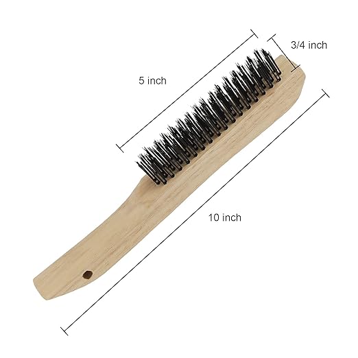Wire Brushes Pack of 6. for Cleaning Welding Slag, Rust and Dust. 10" Heavy Duty Carbon Steel Shoe Handle Wire Scratch Brush