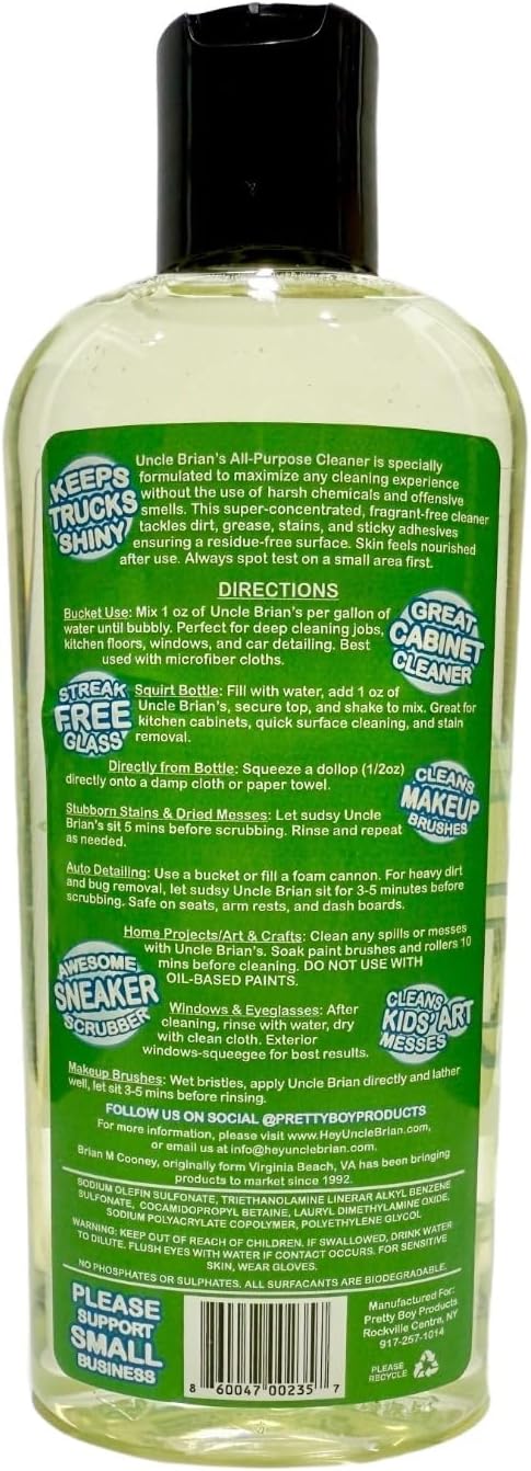 Uncle Brian's All-Purpose Cleaner Home, Hardware & Auto | Super Concentrated 1 Squirt-Per Gallon Formula | Over 1000 Uses | Multi-Surface Cleaner for Kitchen, Cabinets, Floors & More (8.8 oz)