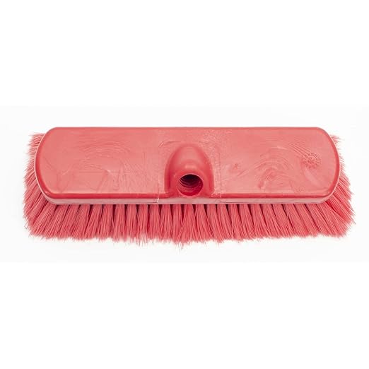 SPARTA 41278EC05 Flo-Thru Plastic Wall Scrub Brush, Equipment Brush With Soft Nylex Bristles For Industrial Kitchens, Hospitals, Commercial Cleaning, 4 Inches, Red