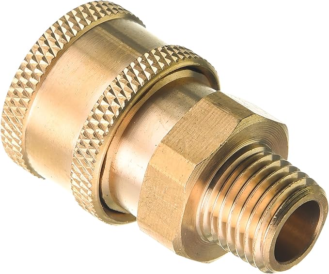 RIDGE WASHER Pressure Washer Couplers, Brass Fittings, 1/4 Inch Quick Connect to Male NPT Thread, 5000 PSI, 2 Pack