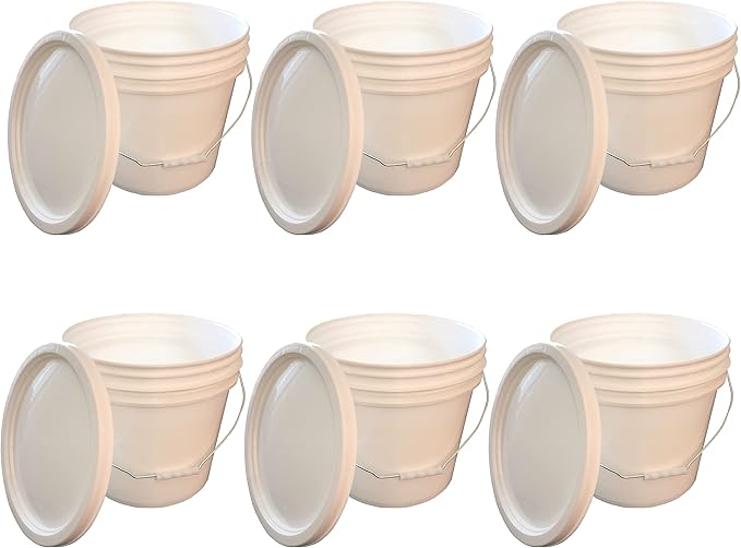 Free! Free! Tool! 3.5 Gallon Bucket with Lid 6 pcs Pack+ Free Opener Tool-Commercial Grade, Food Safe, BPA Free for All Purpose Usage (White, 6 pc 3.5G with lid). The Best Price at Market for Sure.