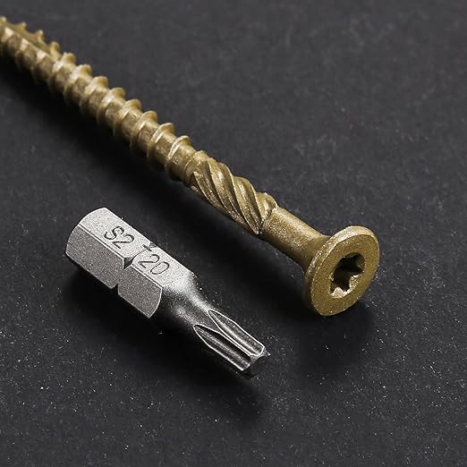 #14 * 8" Extended Deck Screws, (38 pcs) 2 lbs.Lengthen Exterior Wood Screws, Rust Resistant epoxy Coated, Bronze, T30 Star Bit