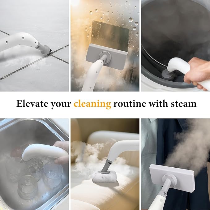Steam Cleaner for Home, All-in-One Kit Handheld Steamer for Cleaning, 15s Heat-Up, Steam Adjustable, Suitable for Tile, Grout, Window, Bathroom, Kitchen, Fabric
