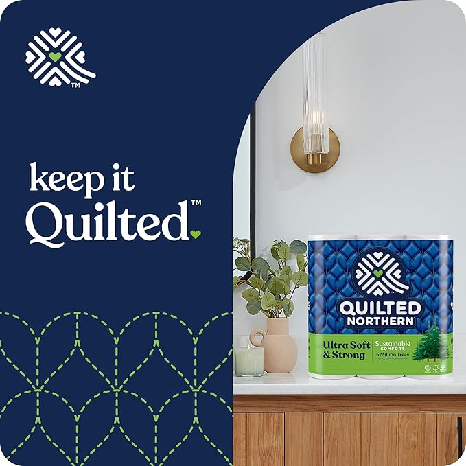 Quilted Northern Ultra Soft & Strong Toilet Paper, 8 Super Mega Rolls | 48 Regular Rolls Equivalent | Sustainable | Pack of 2