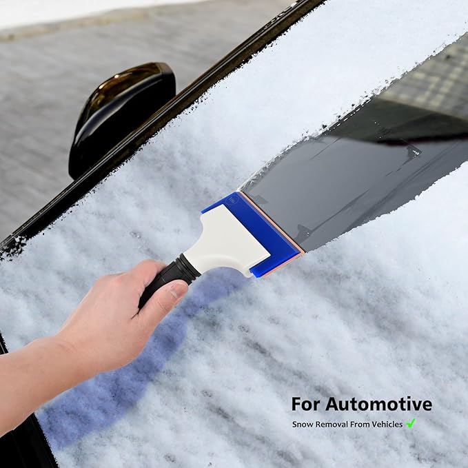 EHDIS 2PCS Double Edge Blade Small Rubber Squeegee 5-inch Handy Window Shower Squeegee Auto Water Blade for Car Windshield, Window, Mirror, Glass Door, Ice Snow Removal Scraper Tool