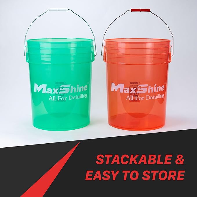 Maxshine 5 Gallon Universal Detailing Bucket (Red) – Car Wash Bucket for Scratch-Free Washing, Garage Storage & Detailing Tools – Holds Soap, Foam Cannon, Microfiber Towels & More