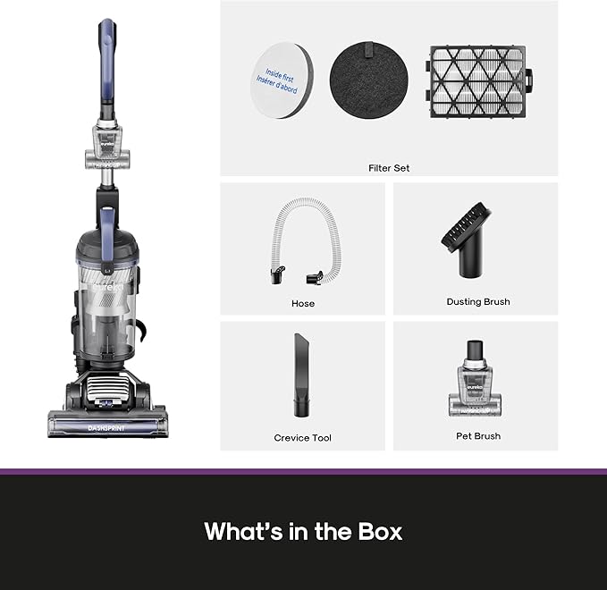 Eureka Upright Vacuum Cleaner for Carpet and Hard Floor,Powerful Vacuum with Dual Cyclone Suction,Swivel Steering,Anti-Tangle,Large Dust Cup,NEU612BL, Blue