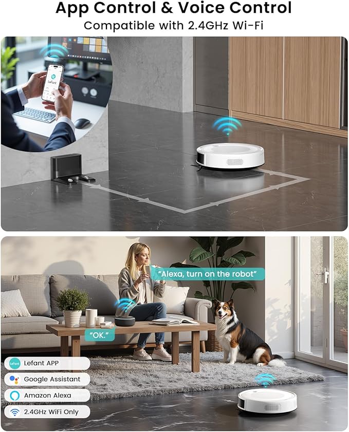 Lefant M310 Ultra Robot Vacuum and Mop, 6000Pa Suction-Slim Robotic Cleaner with ToF LiDAR Navigation, Accurate Obstacle Avoidance, WiFi/App/Alexa Control, 170min Runtime, for Pet Hair and Home