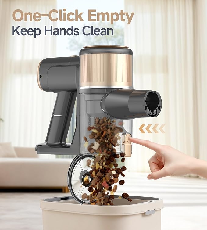 N17 Cordless Vacuum Cleaner, Upgraded Lightweight Stick Vacuum for Home, 45mins Runtime, Powerful Suction, Self-Standing, Anti-tangle, Rechargeable Vacuum for Hard Floor Carpets Pet Hair (Gold)