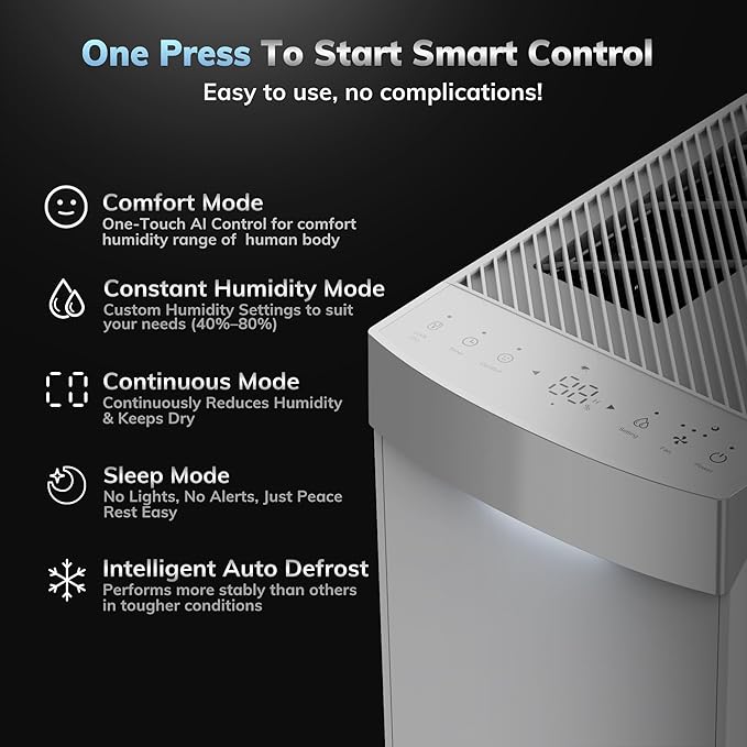 4500 Sq.Ft Energy Star 2025 Dehumidifier,AEOCKY Max 74 Pint/D Smart Compressor Dehumidifier with Drain Hose, Intelligent Humidistat,for Basement,Bedroom,Home,Bathroom (Blue)