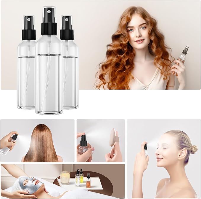 EVANCENT 50Pack 4oz Spray Bottles Plastic, 120ml Small Spray Bottle Bulk Black Fine Mist Sprayer, Portable Empty Refillable Containers Cosmetic Bottles for Plants, Cleaning, Misting & Skin Care
