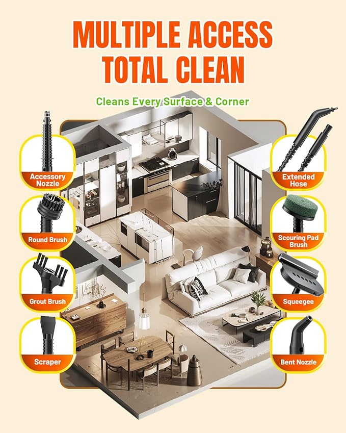 Handheld Steam Cleaner, Pressurized 15s Instant Heat Steam Cleaner for Home, Upgrade 650ML Tank, Lightweight Portable Steamer for Cleaning Kitchen, Grout, Furniture, Couch, Car and Bathroom