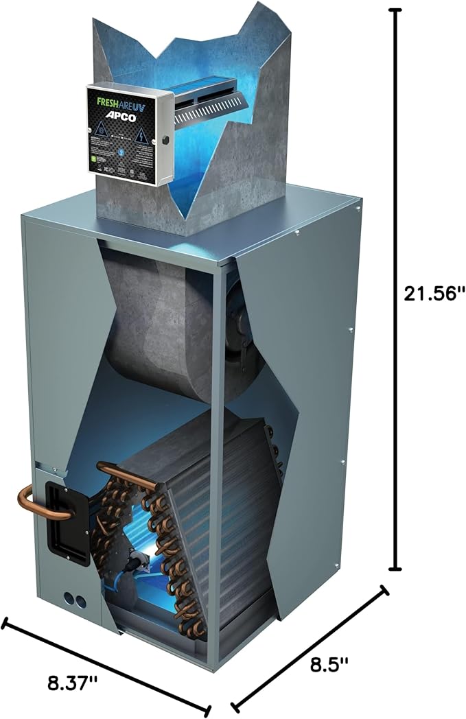 APCO Carbon Matrix Filter HVAC UV Air Purifier, Includes Dual 2-Year UVC Lamp for Coils (120-277 VAC Series) # TUV-APCO-DI2-P