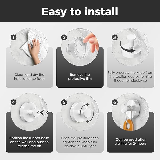 Shower Hooks for Inside Shower,Large Suction Cup Hooks for Glass Window,Removable Towel Hooks for Bathrooms,4 Packs(White)