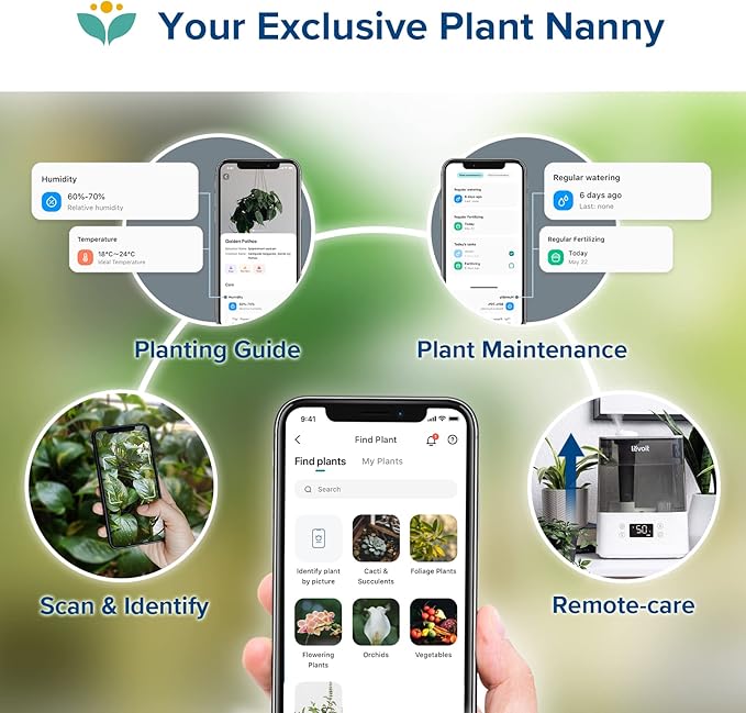 LEVOIT Humidifiers for Bedroom Large Room Home, (6L) Cool Mist Top Fill Essential Oil Diffuser for Baby & Plants, Smart App & Voice Control, Rapid Humidification & Auto Mode - Quiet Sleep Mode, Gray