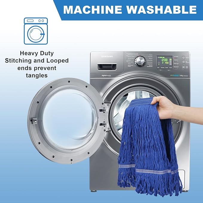3 Pack 3 Pack Heavy Mop Replace Head,Commerical Replacement Mop Heads Suitable for Heavy Commercial Industrial Residential Areas -Blue Cotton Looped Replace Mop Head (Deep Blue)