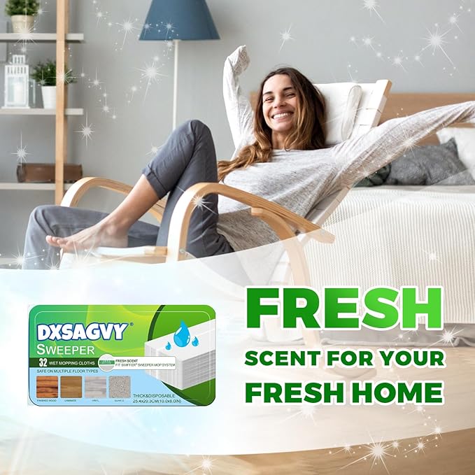 Upgraded Wet Mop Pads for Swiffer Sweeper Wet Mopping Cloths Refills,32 Count