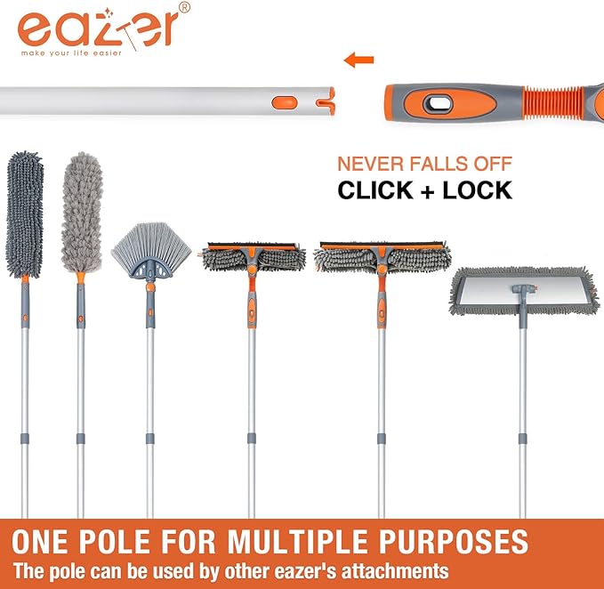 Eazer 2-in-1 Window Cleaner Tool, 64'' Window Squeegee for Home, Window Cleaning Squeegee Kit with Telescopic Pole, Window Washing Kit with Rotatable Bendable Head(Threaded + Telescopic)