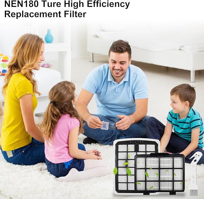 4 Pack Filters Replacement Parts for EUREKA NEN180 / NEN186BL Bagless Canister Vacuum Cleaner Accessories Include 2 Dust Cup Filters Element & 2 Filters