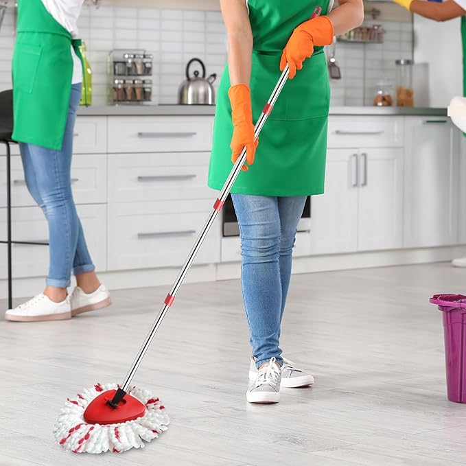 Spin Mop Replacement Head, Base, Handle Compatible with Ocedar Mop Set EasyWring 1-Tank Microfiber Spin Mop, 2 Refills Replacement Heads, 30-58in Handle and 1 Base Combo Set