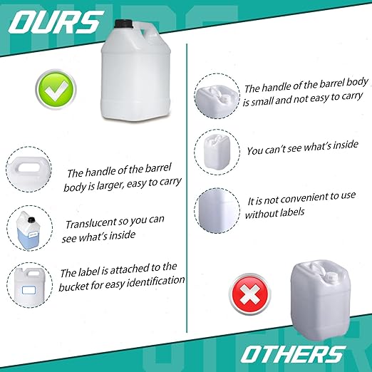 3 Pcs 1 Gallon Plastic Jug with Lids and Handles Translucent Square Liquid Storage Containers Reusable Empty Camping Water Jugs for Water Sauces Soaps Detergents Liquids Cleaning Solutions