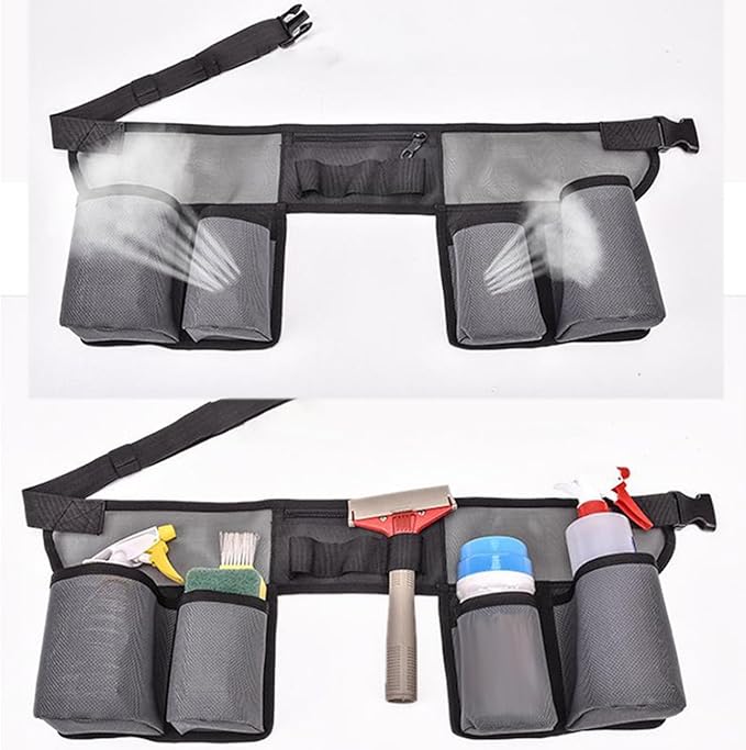 Cleaning Tool Belt - Adjustable Storage Multi-Pocket, Utility Pouch Costume Tool Belt for Scissors Bottle Brush Women Men Home Hotel Work Gardening Housekeeping