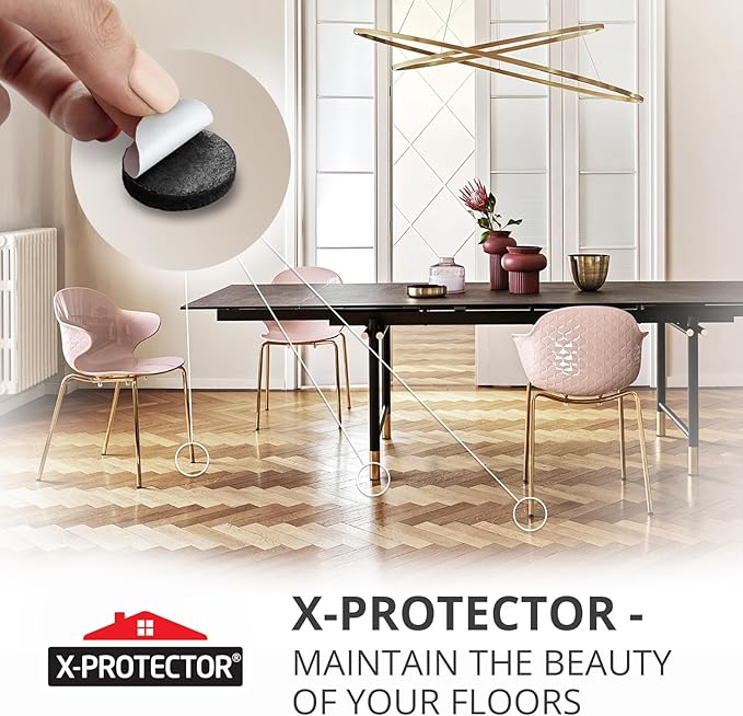 X-Protector Felt Furniture Pads - 24 Pcs 2" - Round Felt Pads for Furniture Feet - Protect Hardwood Floors! (Black)
