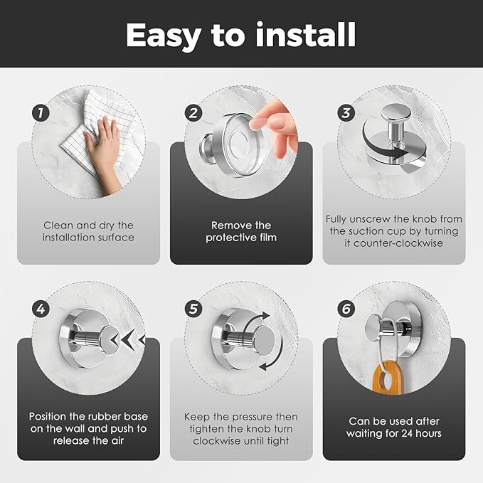 Shower Hooks for Inside Shower,Large Suction Cup Hooks for Glass Window,Removable Towel Hooks for Bathrooms,4 Packs(Mirror)