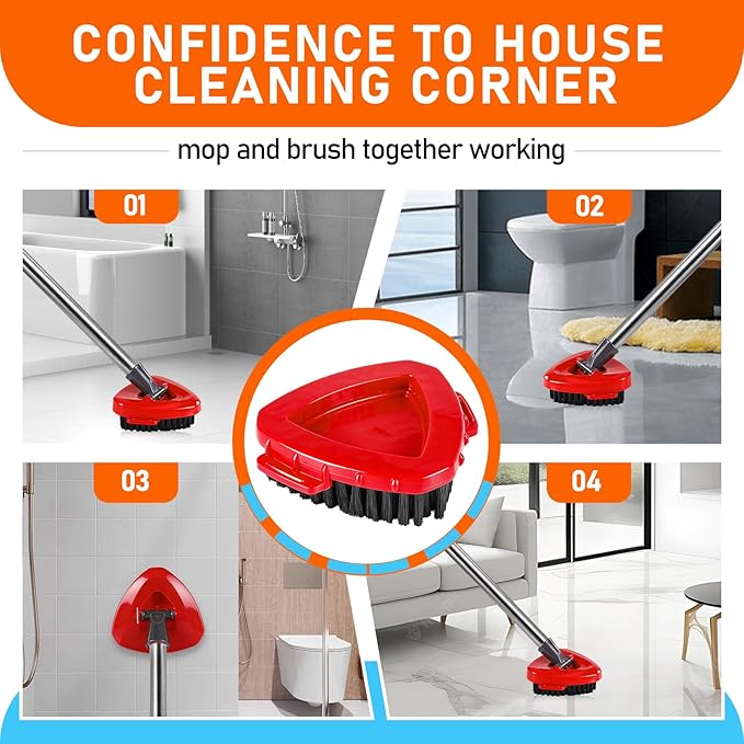 Mop Replace Heads Compatible for OCeda 2-Tank System,7 Pack Spin Mop Refill Replacement with 2 Scrub Brush and Base, Reusable Mop Head Deep Cleaning to Tough Stains