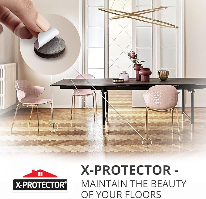 X-PROTECTOR Felt Furniture Pads - 56 PCS 3/4" Floor Protectors for Chair and Furniture Feet - Protect Your Hardwood Floors! (Brown, Round)