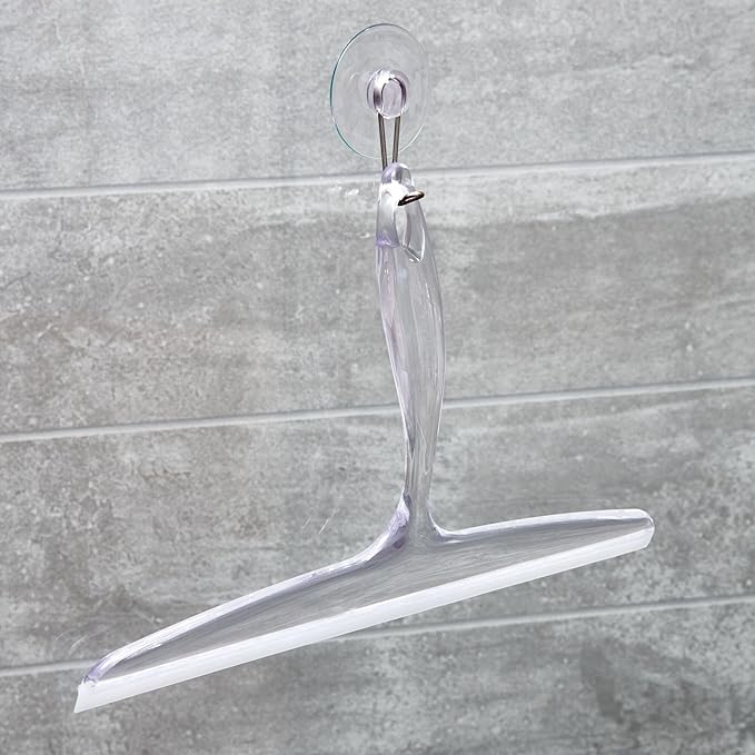 iDesign Bathroom Plastic Shower Squeegee with Wall Hook - Set of 2 - Clear
