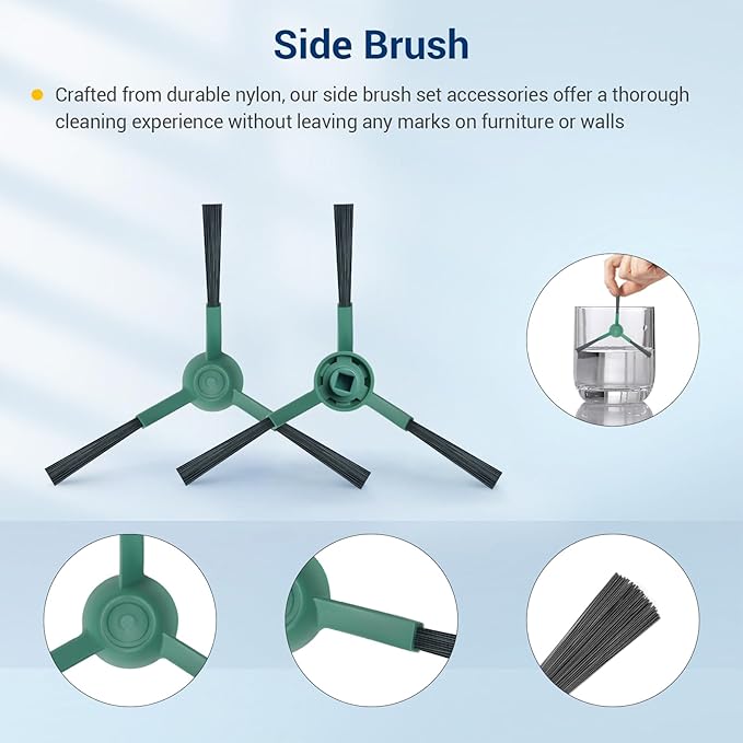 27 Pack Accessories Kit,Compatible with Roomba 104 / Q052 / 105 Vac / 105 Combo Robot Vacuum Cleaner Replacement Parts,2 Rubber Main Brush 6 Filters 6 Side Brushes 6 Vacuum Bags 6 Mop Pads