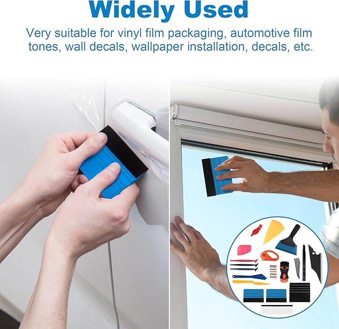 19 PCS Car Window Film Tint Tool Kit,Custom Toolset Automotive Tint Tool Kit,Vinyl Wrap Tools for Car Tinting,Includes Squeegees,Felt Squeegees,and Required Installation Accessories