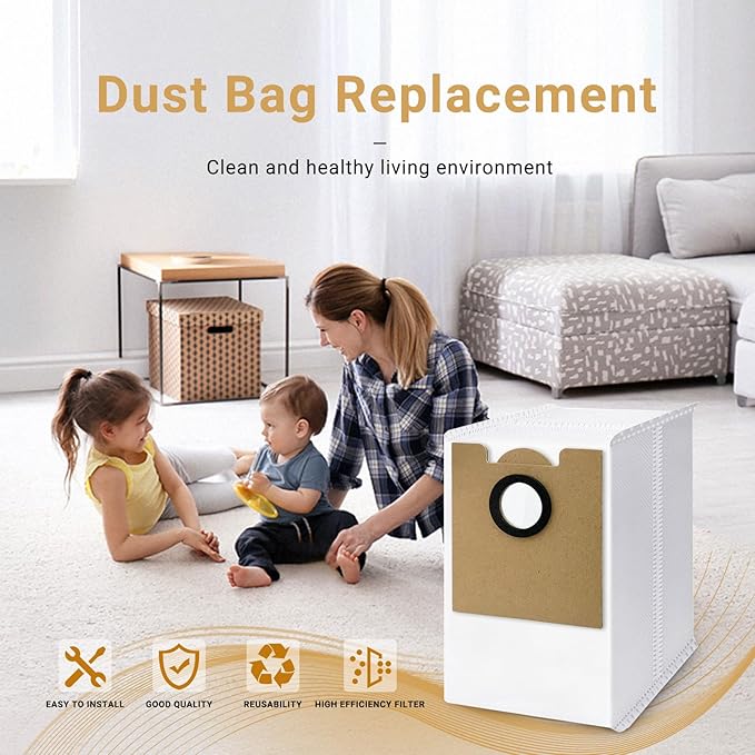 6 PACK Replacement Dust Bags for Lefant M2 Pro, M2S Pro,M2 Plus Robot Vacuum Cleaner, HEPA Filter Compatible Dustbags