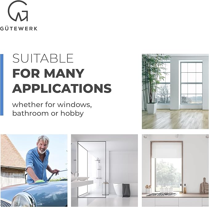 GÜTEWERK Shower Squeegee for Glass Doors, Silicone Window Squeegee, Bathroom and Glass Cleaning - White - 15 Inch